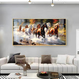 Running Horses in River Premium Acrylic Floating Wall Painting - Decor Smart
