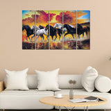Running Seven Horses Canvas Wall Painting 5 Pieces - Decor Smart