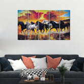 Running Seven Horses Canvas Wall Painting 5 Pieces - Decor Smart