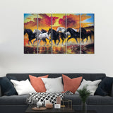 Running Seven Horses Canvas Wall Painting 5 Pieces - Decor Smart