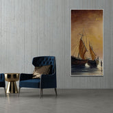 Sea Ships with Fishermen Canvas Wall Painting - Decor Smart