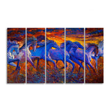Seven Horse Running in Field Five Pieces Canvas wall Painting - Decor Smart