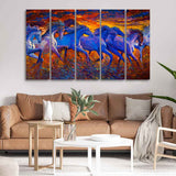 Seven Horse Running in Field Five Pieces Canvas wall Painting - Decor Smart