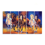 Seven Horses Five Pieces Premium Canvas Bedroom Wall Painting - Decor Smart