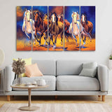 Seven Horses Five Pieces Premium Canvas Bedroom Wall Painting - Decor Smart