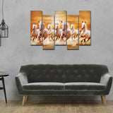 Seven Horses Five Pieces Premium Canvas Wall Painting - Decor Smart