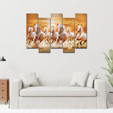 Seven Horses Five Pieces Premium Canvas Wall Painting - Decor Smart