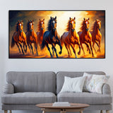 Seven Horses Running at Sunset Wooden Canvas Wall Painting - Decor Smart