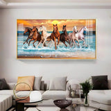 Seven Horses Running Premium Acrylic Floating Wall Painting - Decor Smart