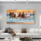Seven Horses Running Premium Acrylic Floating Wall Painting - Decor Smart
