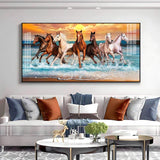 Seven Horses Running Premium Acrylic Floating Wall Painting - Decor Smart