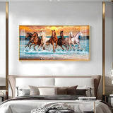 Seven Horses Running Premium Acrylic Floating Wall Painting - Decor Smart