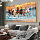 Seven Horses Running Premium Acrylic Floating Wall Painting - Decor Smart