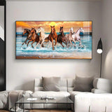 Seven Horses Running Premium Acrylic Floating Wall Painting - Decor Smart