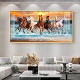 Seven Horses Running Premium Acrylic Floating Wall Painting - Decor Smart