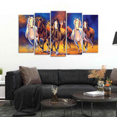 Seven Horses Set of Five Pieces Premium Canvas Wall Painting - Decor Smart