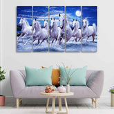 Seven Running Horses in Water Canvas Wall Painting - Decor Smart