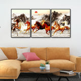 Seven Running Horses in Water Canvas Wall Painting of Five Pieces - Decor Smart