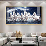 Seven White Horses Gallop in the Sea Premium Acrylic Floating Wall Painting - Decor Smart
