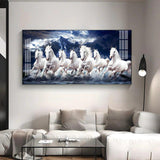 Seven White Horses Gallop in the Sea Premium Acrylic Floating Wall Painting - Decor Smart