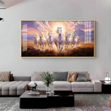 Seven White Running Horses Premium Acrylic Floating Wall Painting - Decor Smart