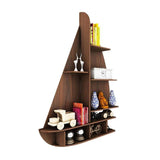 Ship Backlit Designer Wooden Wall Shelf / Book Shelf / Night Light, Walnut Finish - Decor Smart