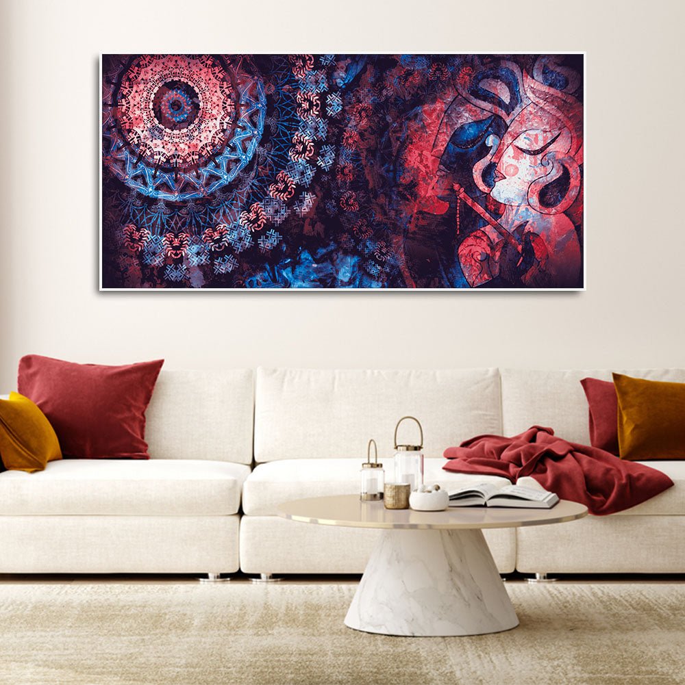 Shree Radha Krishna Ancient Indian Vedic Big Wall Painting Wall Art - Decor Smart