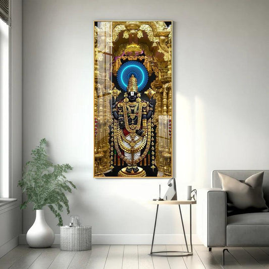 Shree Venkateswara Swamy Premium Acrylic Floating Vertical Wall Painting - Decor Smart
