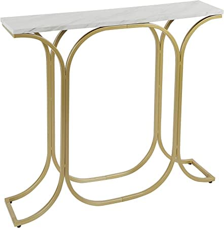 Sleek Entryway Elegance Rectangular White Marble Console Table - Decor Smart