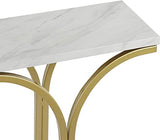 Sleek Entryway Elegance Rectangular White Marble Console Table - Decor Smart