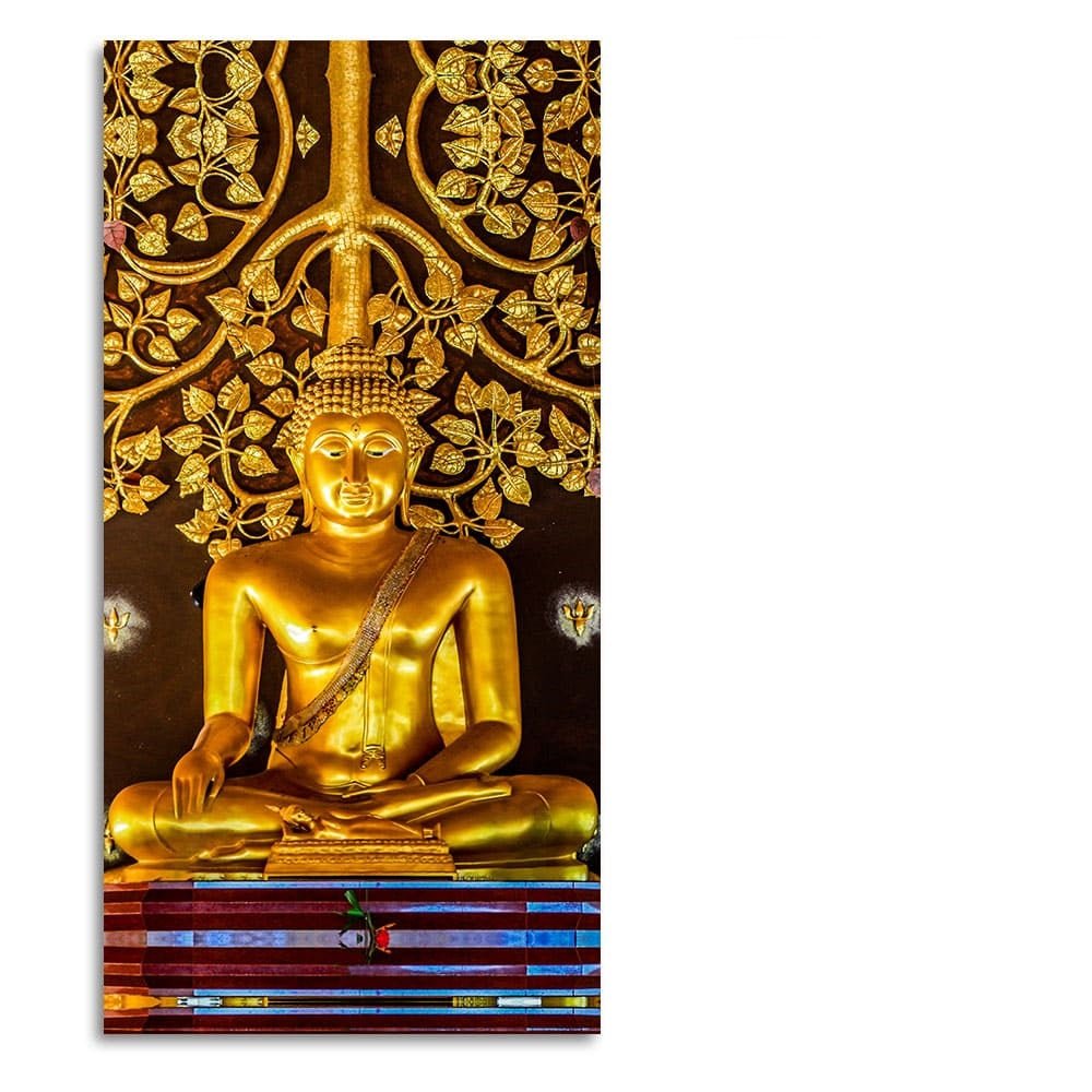 Spiritual Golden Gautam Buddha Premium Canvas Wall Painting - Decor Smart