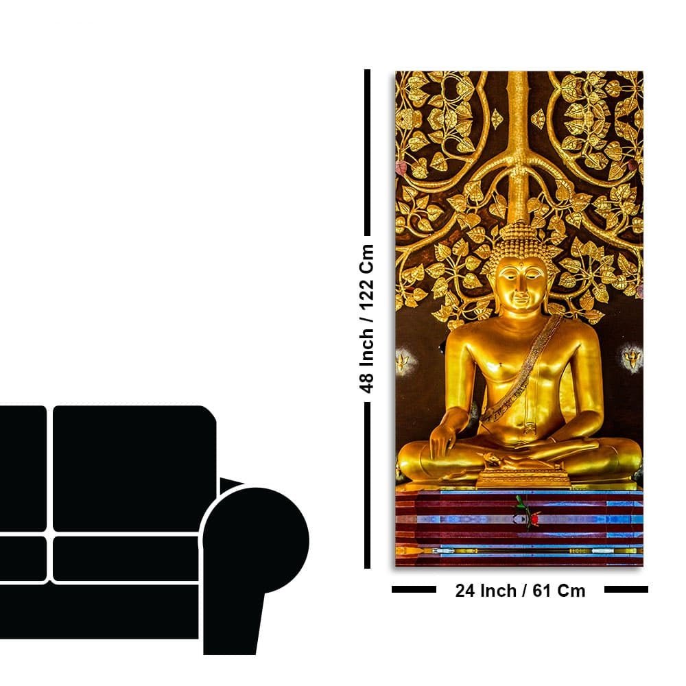 Spiritual Golden Gautam Buddha Premium Canvas Wall Painting - Decor Smart
