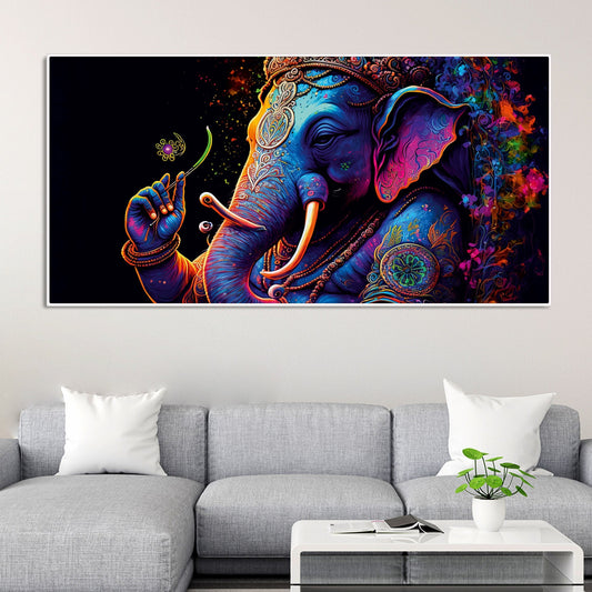 Spiritual Statue of Lord Ganesha Canvas Wall Painting - Decor Smart