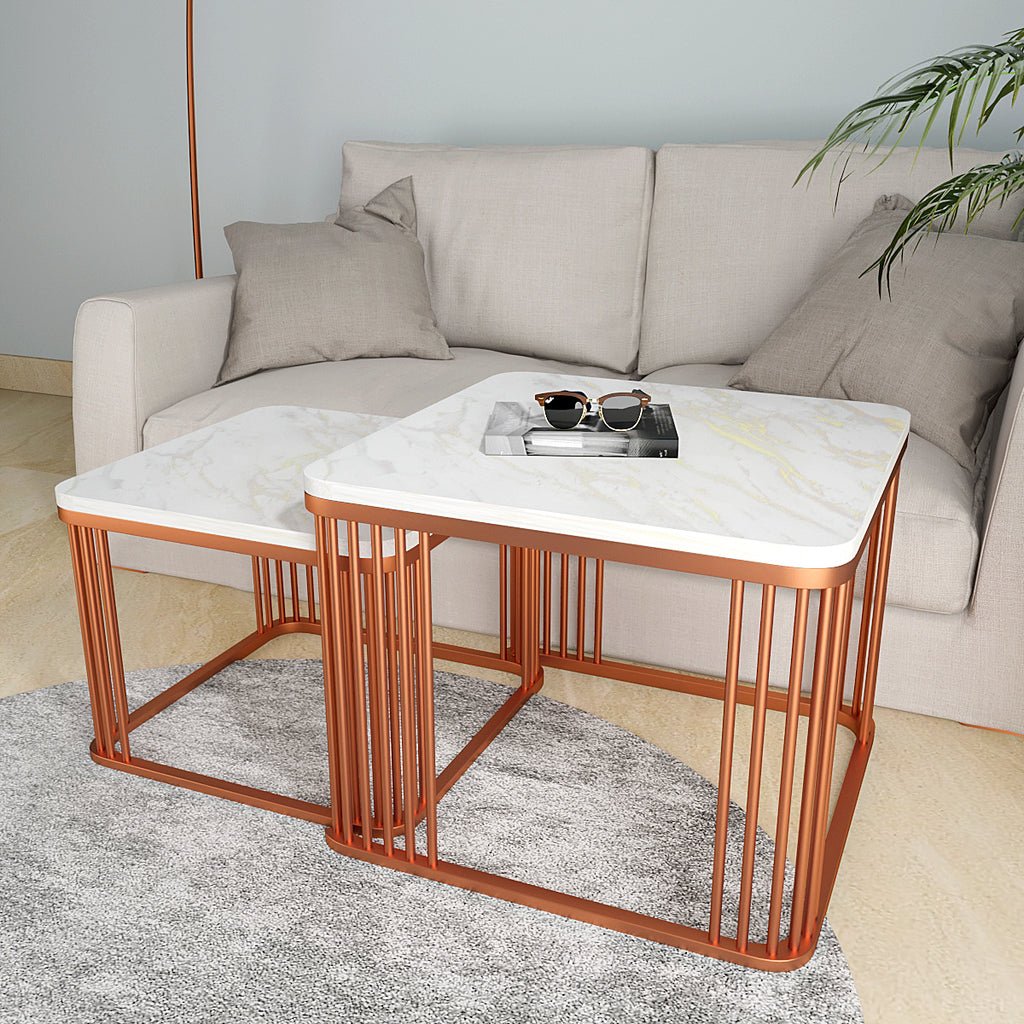 Square Copper Tethered Nesting Table Set of 2 - Decor Smart