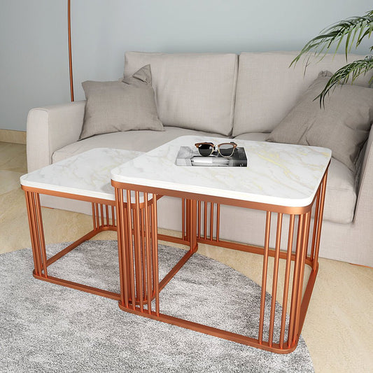 Square Copper Tethered Nesting Table Set of 2 - Decor Smart