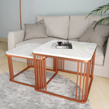 Square Copper Tethered Nesting Table Set of 2 - Decor Smart