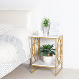 Square Geometric Rhombus Frame End Side Table with Golden Metal Finish - Decor Smart