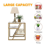 Square Shape Stylish Artistic Side Table with Golden Metal Finish - Decor Smart