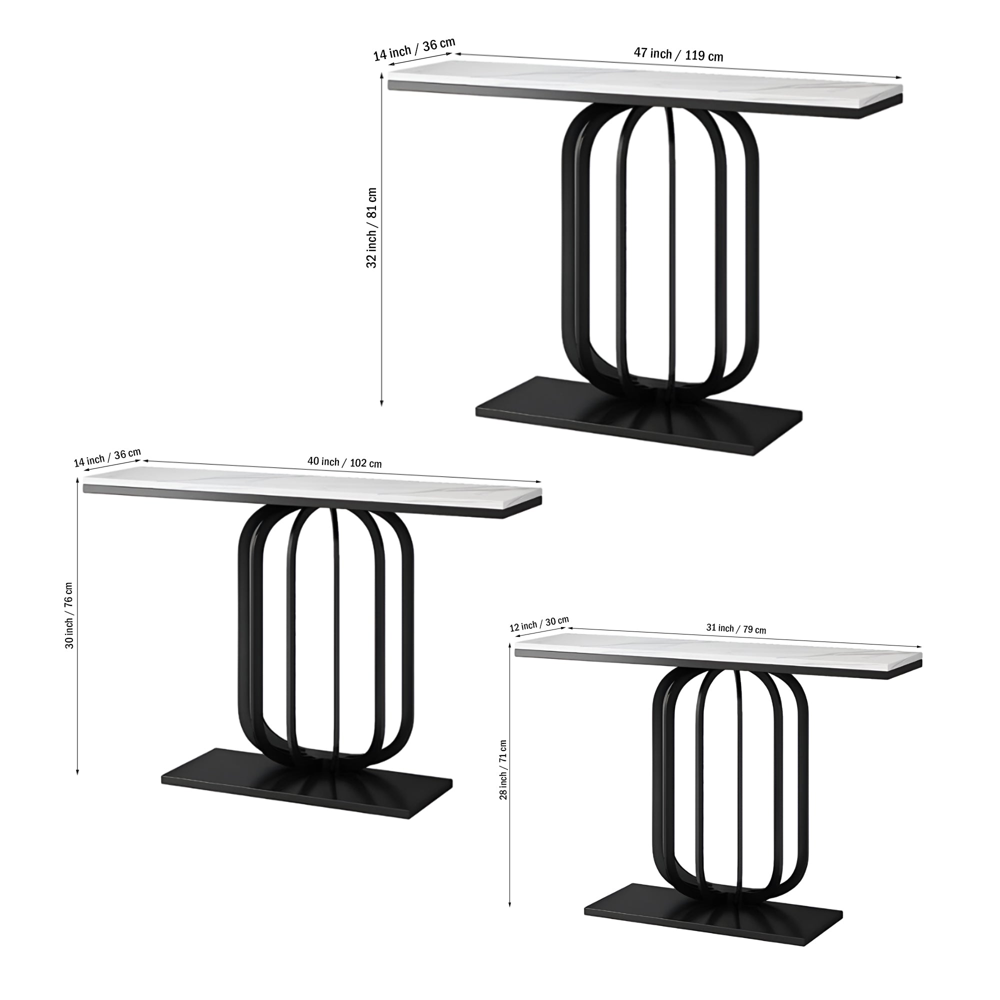 Stylish White Marble Top Console Table - Decor Smart