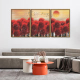 Sunset with Red Tree Premium Floating Canvas Wall Painting Set of Three - Decor Smart
