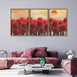 Sunset with Red Tree Premium Floating Canvas Wall Painting Set of Three - Decor Smart