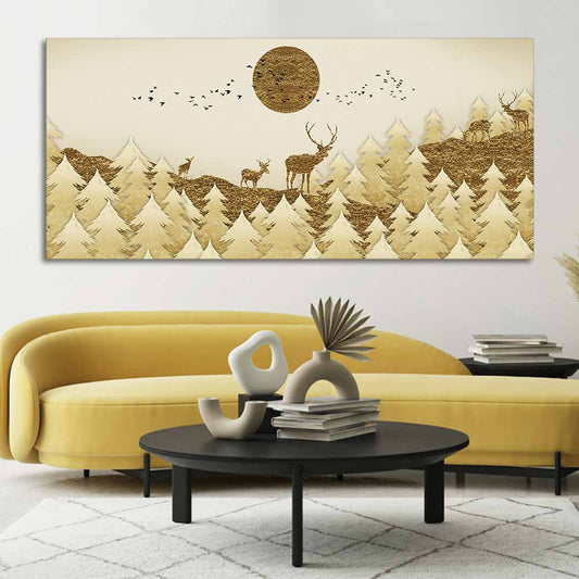 Swamp Deer in Forest Premium Wall Painting - Decor Smart
