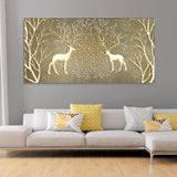 Swamp Deers in Forest Premium Canvas Wall Painting - Decor Smart