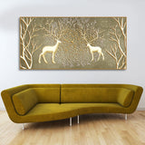 Swamp Deers in Forest Premium Canvas Wall Painting - Decor Smart
