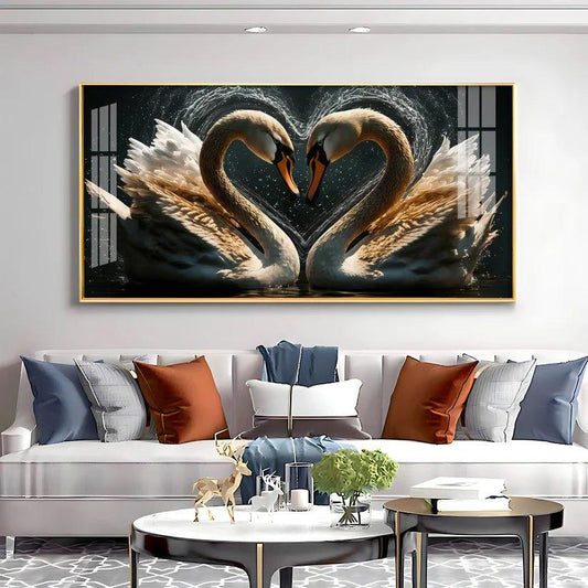 Swan On The Lake Premium Acrylic Floating Wall Painting - Decor Smart