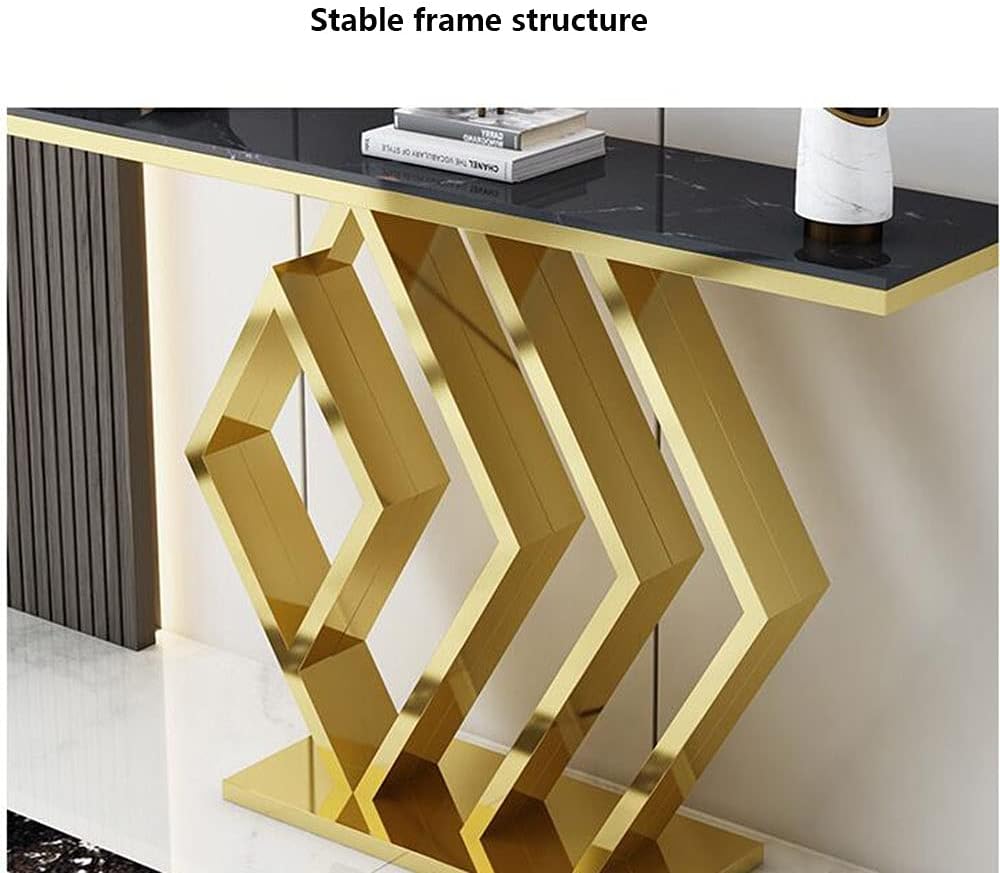 The Essence Of Style Black Marble Golden Console Table - Decor Smart