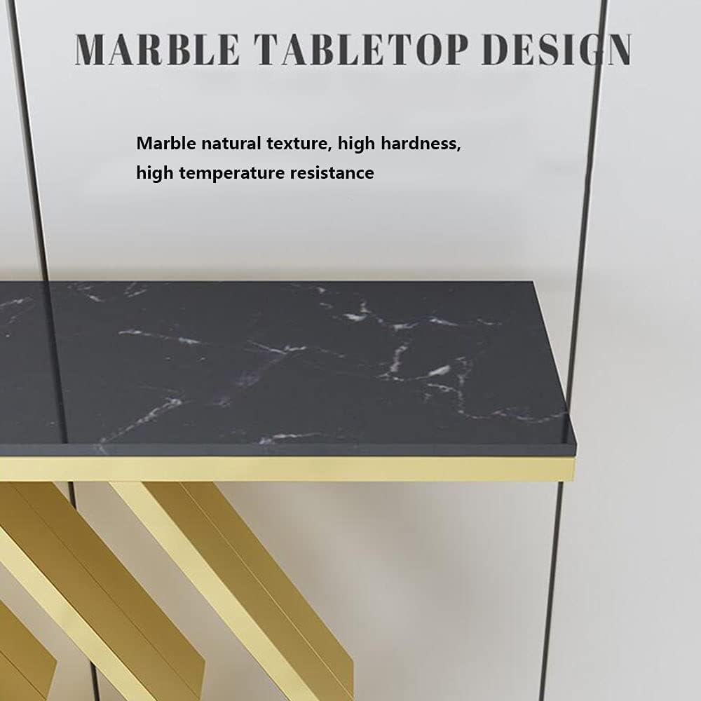 The Essence Of Style Black Marble Golden Console Table - Decor Smart
