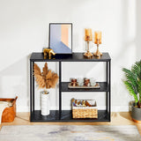 The Stylish Sidekick 3 - Tier Black Marble Console Table - Decor Smart