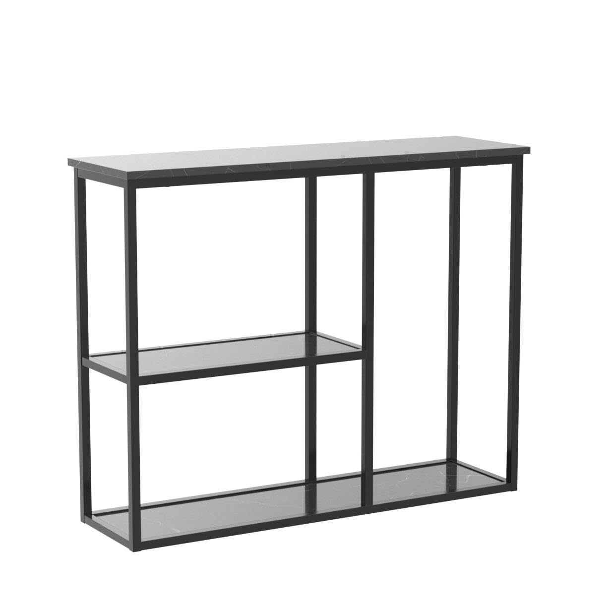 The Stylish Sidekick 3 - Tier Black Marble Console Table - Decor Smart
