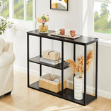 The Stylish Sidekick 3 - Tier Black Marble Console Table - Decor Smart